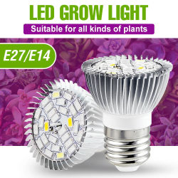 E27 220V bombilla LED para cultivo de plantas E14 espectro completo flor semilla vegetal interior hidropónico caja de cultivo lámpara de cultivo 110V E26