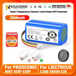 Batería de iones de litio de 14,4 V/14,8 V, 12,8Ah, 18650 para LIECTROUX C30B XR500 E30 para Robot aspirador PROSCENIC 800T 830P 820P 820T 820S