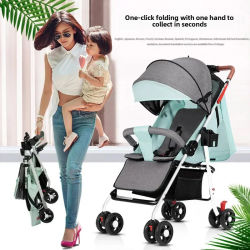 Cochecito ligero plegable para niños, bebés, cochecitos de cuatro ruedas, colección con un solo clic