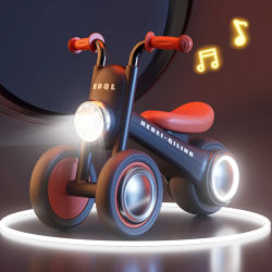 Bicicleta de equilibrio para niños sin pedales, andador para niños pequeños con luces LED delanteras, música, ruedas silenciosas antivuelco para bebés de 1 a 3 años