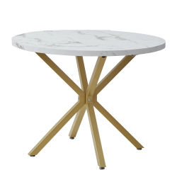EGOONM-mesa de comedor de lujo para el hogar, mueble de imitación con efecto mármol, redondo, Simple, 100CM