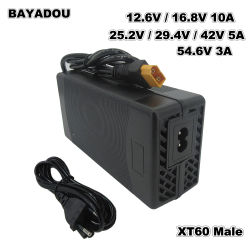 Cargador rápido de litio 16,8 V 10A 5S 6S 25,2 V 24V 7S 29,4 V 36V 10S 42V 5A cargador de batería de iones de litio 12V 3S 12,6 V 10A conector XT60