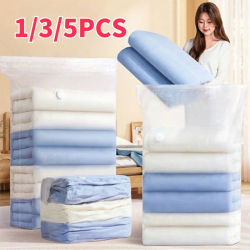 Bolsas de almacenamiento al vacío, sin necesidad de bomba, bolsas de plástico grandes para almacenar ropa, mantas, bolsa vacía de compresión, accesorios de viaje