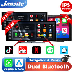 Jansite-reproductor de vídeo Multimedia Universal para coche, Bluetooth, inalámbrico, Carplay, Android, pantalla automática, Radio estéreo para YouTube y Netflix