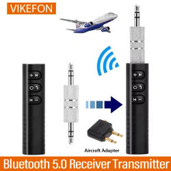 Transmisor receptor Bluetooth para coche BT5.0, conector auxiliar de 3,5mm, Kit de Audio y música estéreo para coche, amplificador de altavoz, adaptador inalámbrico con micrófono