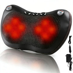 Almohada de Masaje Eléctrica para Cabeza, Cuello y Espalda con Calor, Amasamiento, Terapia Infrarroja y Masaje Shiatsu