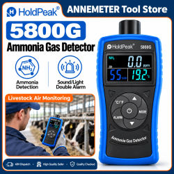 Detector de Gas Amoniaco 0-100 PPM, Monitor de NH3 con Alarma, Medidor Digital de Amoniaco, Probador de Temperatura y Humedad para Granjas Avícolas