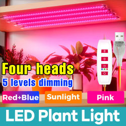 Luces LED para cultivo de plantas, espectro completo, USB, lámpara de relleno hidropónico, barra, caja de crecimiento, tira de luz para cultivo suculento, temporizador, encendido/apagado automático