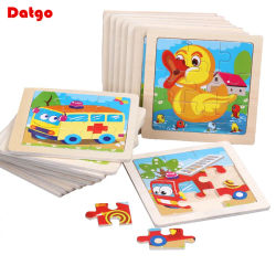 Gran oferta, rompecabezas de madera para niños de 11x11cm, rompecabezas de madera Tangram de tráfico de animales de dibujos animados para bebés, rompecabezas educativo, juguetes para niños, regalos