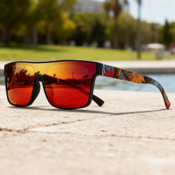 Gafas de sol deportivas clásicas cuadradas de moda: patillas estampadas, unisex para ciclismo, senderismo, viajes, regalo perfecto