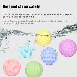 Juego de 6 bolas sensoriales para bebés, bolas de masaje con textura, sonajero suave para bebés, juguetes educativos para el baño, para el desarrollo sensorial de los niños