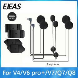 Auriculares originales para casco de motocicleta EJEAS V4PLUS /V6 PRO + enchufe tipo C con altavoz micrófono Clip y Base opcionales