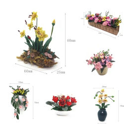 Mini planta en maceta de rosa de arcilla para casa de muñecas, accesorios de flores de simulación en miniatura, modelo de juguetes para Decoración de casa de muñecas, 1/12