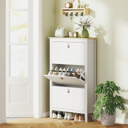 Mueble HOMCOM para 21 pares de zapatos, zapatero estrecho con 3 cajones abatibles, estantes ajustables y extraíbles