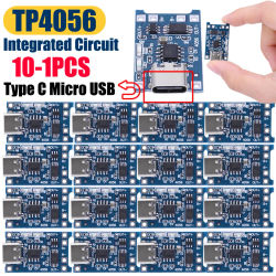 10-1 Uds TP4056 módulo de cargador de batería de litio 1A Panel de cargador de batería portátil tipo C Micro USB 4,5 V-5V para baterías de litio