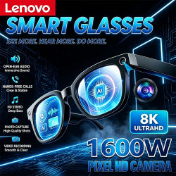 Gafas Inteligentes Lenovo 2027 con IA de 2400W, Grabación de Fotos, Control por Bluetooth, Traductor Táctil, Asistente de Voz con IA, Gafas de Sol