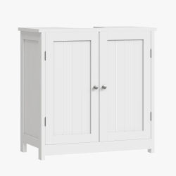Mueble de Baño de 30x60x50.5cm, Organizador Bajo Lavabo con 2 Puertas, Mueble de Baño con Lavabo Integrado