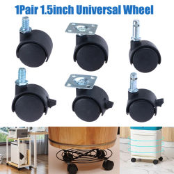 Rueda giratoria Universal de 1,5 pulgadas, rueda de rodillo para muebles, silla de oficina, con freno, 1 par