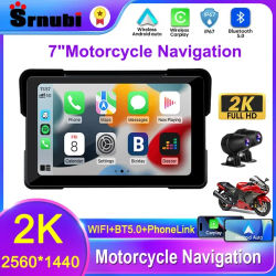 Srnubi 7 pulgadas 2K HD motocicleta DVR navegación GPS inalámbrico CarPlay Android Auto Airplay pantalla portátil Moto Monitor