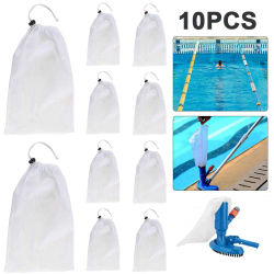 Bolsa de succión para aspiradora de piscina, bolsa de malla fina de plástico OPP para fuente, limpiador de hojas, 1-10 piezas