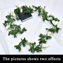 1 Pieza de Guirnalda de Flores Artificiales Blancas de 2.2 Metros, Plantas Colgantes Falsas, Hojas Artificiales, Decoración para Bodas