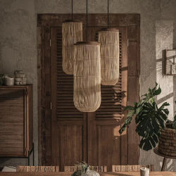 Lámpara colgante de mimbre para bañera, luz led colgante de ratán para sala de estar, restaurante, lámpara de araña de linterna de mimbre, lámpara de madera maciza de wabi-sabi