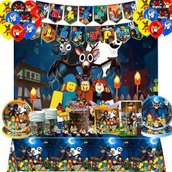 Roblox 99 noches en el bosque decoraciones temáticas para fiesta de cumpleaños globos banner tazas platos telón de fondo bolsa de regalo suministro para Baby Shower
