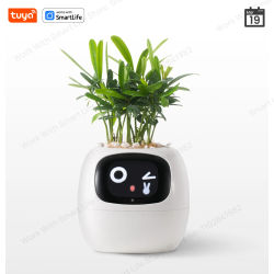 Maceta inteligente White G1 Tuya Ivy, diversión sin fin con más de 49 expresiones, 7 sensores inteligentes y chips de IA que hacen que el cultivo de plantas sea fácil y divertido.