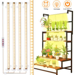 Tira de luces LED de cultivo de 1/2/3/4 cabezales, tubo de planta de interior, lámpara Phyto de espectro completo USB, temporizador regulable, plántulas, verduras, lámpara de cultivo de flores