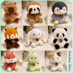 Lindos animales sentados, Panda rojo, zorro, perezoso, gato, juguetes de peluche, muñecos de peluche suaves, capibara, cerdo, peluche, juguetes para bebés, regalos para niños