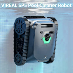 Aspiradora robótica inalámbrica VIREAL SP5 para piscinas enterradas, limpieza 4 en 1 de paredes y líneas de agua, hasta 300 pies de profundidad. ㎡ , Navegación inteligente de 180 minutos