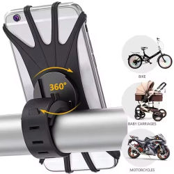 Soporte de silicona para teléfono de bicicleta, soporte universal para teléfono móvil de bicicleta y motocicleta, soporte con clip para manillar para teléfonos celulares de 4 a 6.5 pulgadas