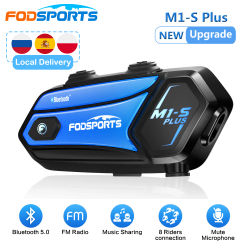 Fodsports M1-S Plus Intercomunicador para motocicleta Bluetooth casco auriculares 10 conductores emparejamiento música compartir Intercomunicador Moto Interphone