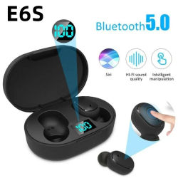 Auriculares inalámbricos Bluetooth TWS E6S con micrófono pantalla LED auriculares estéreo con cancelación de ruido con Cable de carga para todos los teléfonos inteligentes