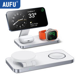Soporte de cargador inalámbrico rápido magnético 3 en 1, estación de carga plegable para iPhone 16, 15, 14, 13, 12, Apple Watch 9, 8, 7, 6, Airpods Pro
