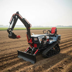 Mini Tractor Impermeable de 35HP, Tractor Agrícola Multiusos con Cargador Frontal, Excavadora, Arado, Zanjadora, EPA