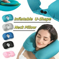 Almohada inflable para el cuello para viajar, almohadas para el cuello hinchadas para viajes aéreos, almohadas de viaje, almohada inflable en forma de U
