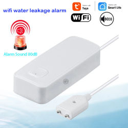 Tuya WiFi inteligente 2,4G Sensor de fugas de agua de inundación Monitor de nivel de agua remoto con sistema de alarma de sonido de seguridad para automatización del hogar