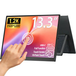 Monitor Portátil de 13.3'' y 1.2K con Pantalla Táctil USB-C, Pantalla Externa para Computadora Portátil, para Juegos, Viajes, Monitor Secundario