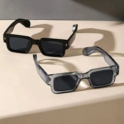 Gafas de Sol Cuadradas Retro Unisex, Protección UV Clásica, Montura de Plástico, Lentes de Sol para Viajes al Aire Libre, Conducción, Protección UV400