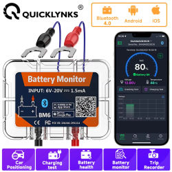 QUICKLYNKS BM6 12V Monitor de batería inalámbrico Bluetooth batería de coche control de salud aplicación monitoreo probador de batería para Android IOS