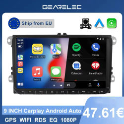 Pantalla de coche android-auto inalámbrica de 9 pulgadas, reproductor Multimedia Carplay Android13system para navegación GPS VW, Bluetooth, WiFi, Radio FM