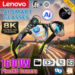 Gafas Inteligentes Lenovo 8K con IA 2027, Llamadas Manos Libres, Traducción por IA, Chat con IA, Registro, Reproducción de Música, Gafas de Sol Inteligentes para Hombre y Mujer