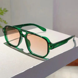 Nuevas Gafas de Sol Cuadradas Vintage con Doble Puente, Lentes Oceánicas con Remaches, Protección UV400, Gafas de Sol de Moda para Mujer, Tendencia para Viajes