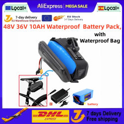 Paquete de Batería de Litio Impermeable de 48V 36V 10Ah para Bicicleta, Batería para Bicicleta de 250W-750W con Bolsa Impermeable y Cargador