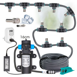 Bomba autocebante de 110-240V, 45W, Kit de microriego para plantas de invernadero de jardín, sistema de riego con boquilla de pulverización de inserción rápida de 0,15 MM