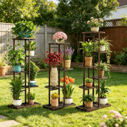 Soporte multifuncional de metal para plantas, estante para flores de 4/5/6 niveles, organizador de macetas, estante de exhibición para decoración de interiores y exteriores, adecuado para suculentas,