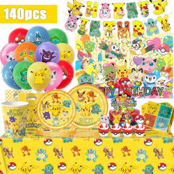 Decoración de cumpleaños de Pokémon, disfraz de Pikachu, suministros para fiestas, globos, telón de fondo, mantel, plato, pegatinas, juguete para Baby Shower
