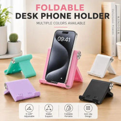 Soporte plegable para teléfono, soporte de escritorio ajustable en 8 colores, soporte portátil antideslizante para teléfono, tableta, oficina, viajes