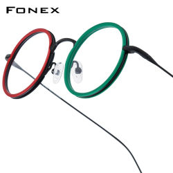 Montura de gafas FONEX de acetato de titanio para mujer, nuevo diseño de marca de moda, gafas redondas pequeñas Retro, gafas Vintage para hombre 85844